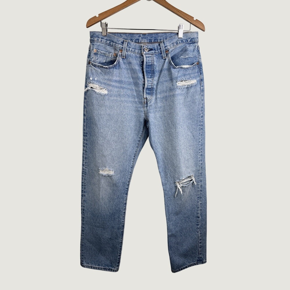 Levi's Jeans Men‎ 33 Blue 501 Original Fit Distressed Straight Leg Denim